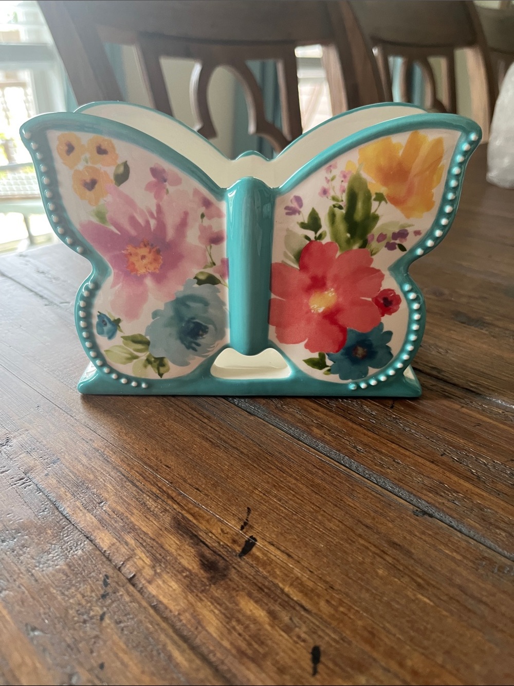 The Pioneer Woman Turquoise Floral Butterfly Napkin Holder